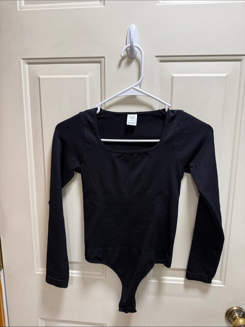 Heyshape Black Long-Sleeve Scoop Neck Thong Shapewear Bodysuit size XS